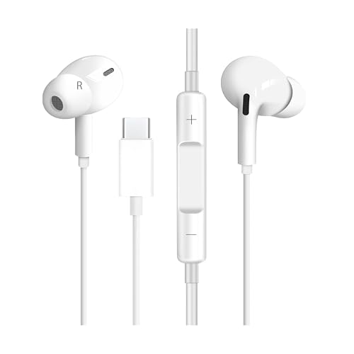 Image of Shot-C-PROO Type-C Wired Earphones with HD Mic, Deep Bass & Crystal Clear Sound, in-Line Volume Control, Noise Isolation, Tangle-Free Cable, Comfortable Fit for Type-C Smartphones - White