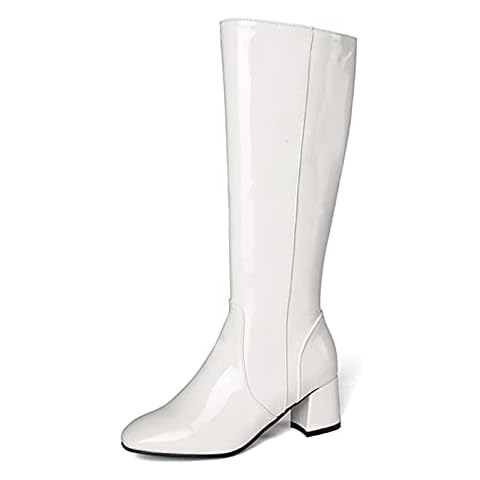MeiLuSi Womens Knee High Boots Gogo Boots Fashion Side Zipper Glitter Winter Boots Cover