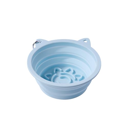 犬 猫 折りたたみ式 フードボウル デコボコ 吸盤式 持ち運び 早食い防止 凸凹 携帯 折り畳み フードボウル ペットフード ペット用品 水飲み お出かけ 吊り下げカラビナ付き 犬猫用 散歩 給水器 シリコン 水入れ エサ入れ 皿 (Baby Blue,