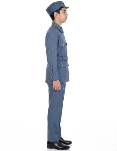 Image of BookMyCostume Premium Fabric Indian Air Force with Whistle Professional Community Helper Kids Fancy Dress Costume - Grey 10-11 years