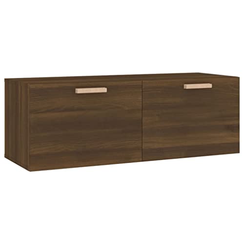 Aspect chêne marron étagère de rangement murale robuste 100cm - 4