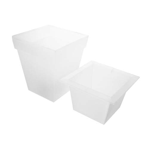 Milisten Fioriera Ad Energia Solare Quadrata in Plastica Luce Bianca, Vaso Da Fiori Luminoso Per Giardino, Balcone e Cortile, Decorazione Esterna Per Ambienti All’aperto