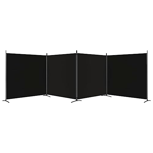 Paravent 4 pièces noir robuste en matériau respirant pliable