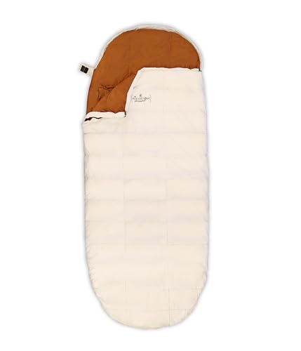 The Aesthetique Philosophie Zero Degree Down Barrel Sleeping Bag in Cream and Brown