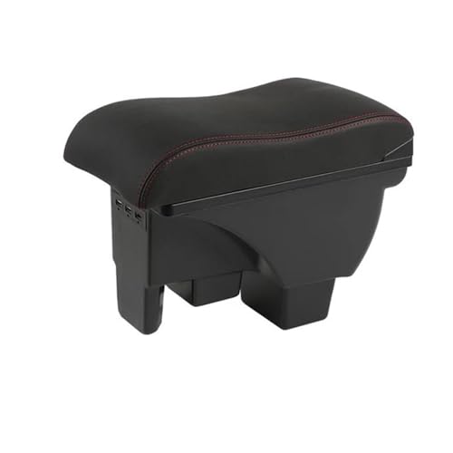SATUSA car interior decoration box Car Armrest Box Accessories Car Armrest With Usb Piece Strorage Box Car-styling Center Console For Polo 2019-2022 (Color : B-black red 3 usb)