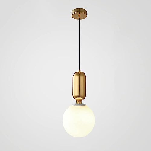 Lampe suspendue globe en verre de lait moderne noir et blanc