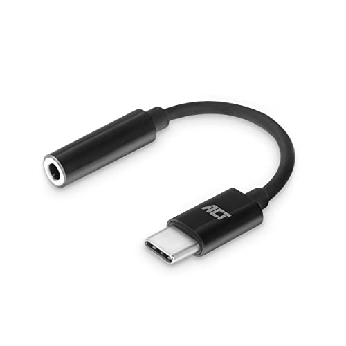 ACT AC7380 Carte Son USB, USB C vers Jack 3,5 mm, Carte Son USB Externe, Connexion Audio et Microphone AUX à PC/Ordinateur Portable/Smartphone