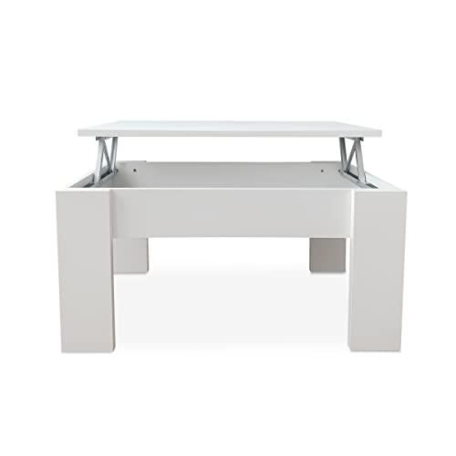 Table de salon convertible et relevable blanche pour gagner de l'espace - 5