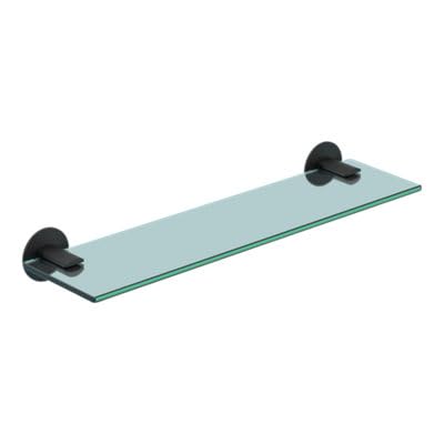 GoodHome Étagère de Salle de Bain en Verre et Acier Inoxydable Noir H.40 cm Cavally