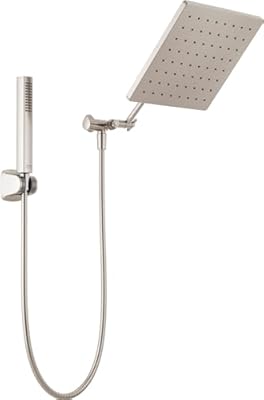 Delta Faucet 10-inch Raincan Shower Head and Hand Held Shower Combo, Brushed Nickel Square Shower Head, Rainfall Shower Head, Hand Shower, 1.75 GPM Flow Rate, Spotshield Brushed Nickel 75527-SN