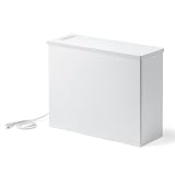 サンワダイレクト ルーター 収納 ケーブルボックス 木製 コンセント付き 幅50×高さ38.5×奥行18cm 角置き用 配線隠し 木目調 ホワイト 200-CB047WM
