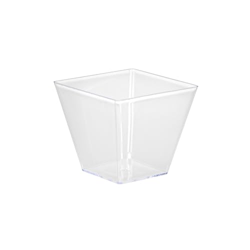 Image of Restaurantware-4 Ounce Mini Kova Cups, 100 Square Small Appetizer Cups - Durable, Disposable, Clear Plastic Parfait Cup, Serve Mousse, Puddings, Or Samples, For Weddings Or Parties