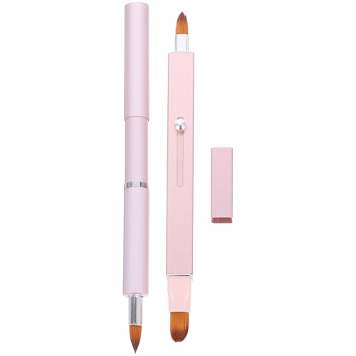 NULYLU Pincel de Labios Retráctil Doble Punta 2 Piezas Rosa Nylon Suave Aplicador para Maquillaje de Labios Portátil Herramienta para Retoques en Bolso