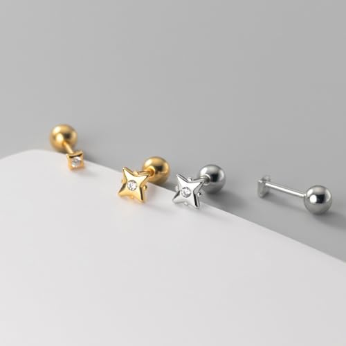Kokoma 20g Tiny Star Sterling Silver Cartilage Stud Earrings for Women Girls Cubic Zirconia Helix Conch Tragus Earrings Piercing Studs Screw Back Dainty Ear Jewelry4