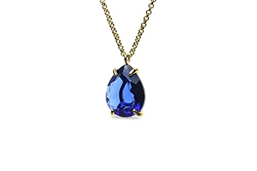 Collier saphir bleu en poire or 14k femme - Bijoux de septembre