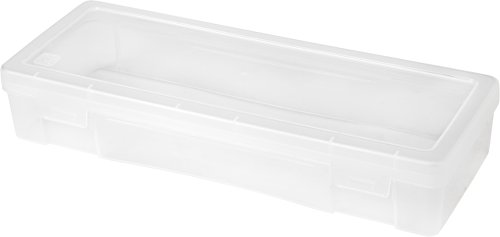 IRIS USA Large Plastic Hobby Art Craft School Supply Organizer Storage Containers Boxes with Latching Lid, for Pens & Pencils Ribbons Wahi Tape Beads Sticker Yarn Sewing, Stackable, Clear, 10-Pack