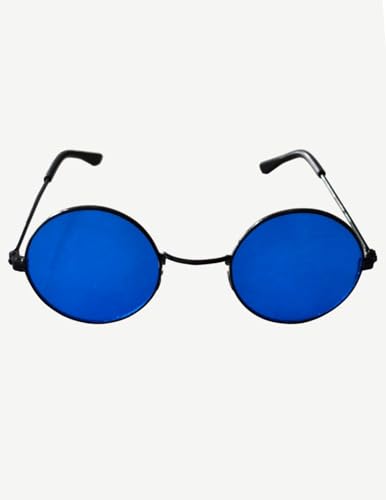 Image of BookMyCostume Kids Round Blue Sunglasses - Circular Sunshades for Boys and Girls - Fashion Summer Outdoor Eyewear Accessory for Birthday, Photo Shoots, and Fancy Dress | Aged 2 to 8 Years