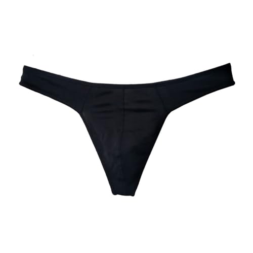 BY.ECG Men's Soft Cotton Thong Classic Y-type Low Rise Pouch Supporting 1 Pack Black(M)