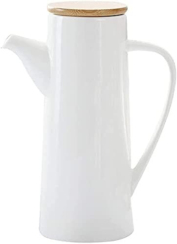 Tophacker Olive Oil Dispenser Bottle, Oil and Vinegar Cruet, Ceramic Oil Bottle Dispenser, Vintage Oil Bottle Ceramic Olive Oil/Soy Sauce/Vinegar Cruet, Liquid Condiment Dispenser (Color : White)