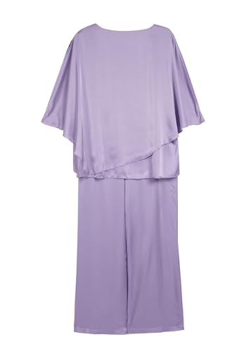 Womens Dressy Chiffon 2 Piece Pant Suits V Neck Short Half Sleeve Irregular Tops Wide Leg Pantsuits for Wedding Guest4