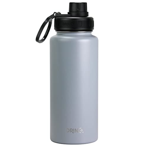 Image of Drinco Stainless Steel Water Bottle Spout Lid Vacuum Insulated Double Wall Water Bottle Wide Mouth Leak Proof Keep Cold Sport Camping Hiking (32oz Grey)