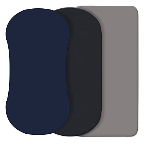 Image of CaSaJa 3 Pack Bassinet Sheet Set, Silky Soft Handfeel with Comfy Napping Surface for Baby Skin, Flexible Fits Various Kinds of Cradle and Bessinet Mattresses Up to 15" x 30", Navy + Black + Grey