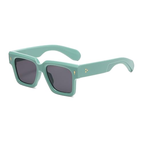 Lunettes de soleil carrées rétro grande monture métal vert et noir