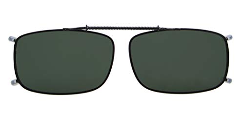 Eyekepper Metal Frame Rim Polarized Lens Clip On Sunglasses Green Lens 2 1/16" x1 5/16"
