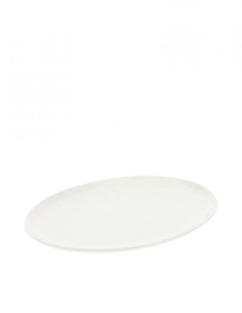 HERVIT Vassoio ovale piatto grande da portata porcellana bianca 36x27 cm