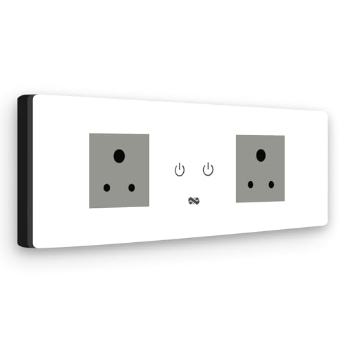 Image of IOTICS Smart Wifi Switch Board: 2 Smart Plug Module. Touch Control, Remote, App Control. Voice Control with Alexa & Assistant. Smart Touch Switch Board For Home Automation (White)
