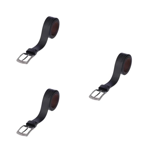 Ceinture homme cuir PU noir lot de 3 pièces à boucle design rétro LIFKOME