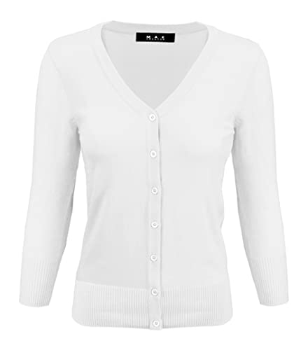 YEMAK Women's Knit Cardigan Sweater – 3/4 Sleeve...