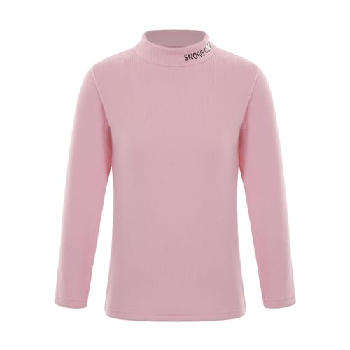 JanJean Baby Boys Girls Turtleneck Long Sleeve Underwear Tops Kids Soft Cotton Pullover T-Shirts Solid Color Warm Tees Pink 3-4 Years