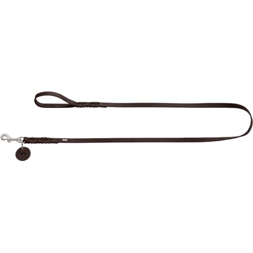 HUNTER Hundeführleine SOLID EDUCATION, Farbe: dunkelbraun, Leder, geflochten, robust, weich, Handschlaufe, Größe: 16/150