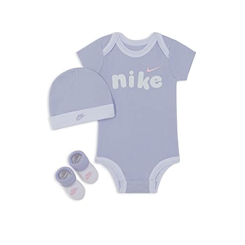Image of Nike Baby Bodysuit, Hat and Booties 3 Piece Set (G_G(NN0720-BAD)/W, 0-6 Months)