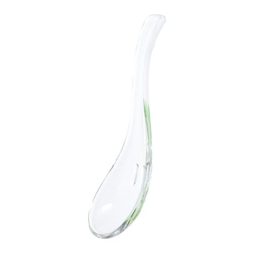 FUNOMOCYA Heat Resistant Glass Spoon Ergonomic Design for Home Use Clear Dessert Utensil for Soups Yogurt Hot Chocolate Elegant Kitchen Accessory for Dining Tables