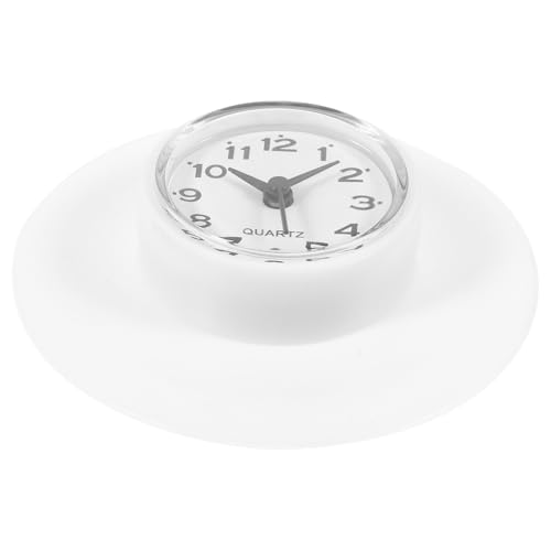 Mobestech 防水吸盤式浴室用小型壁掛け時計 キッチンや洗面所対応 湿気に強いガラスミラー貼付け 時計装飾 インテリア兼用