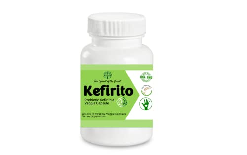 Kefirito 60 Veggie Capsules, 30-Day Supply: Probiotic Supplement with Kefiran, 50 Billion Active Cultures for Optimal Digestive Health, Gluten-Free, Natural Product by The Spirit Of The Forest