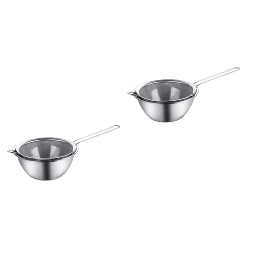ABOOFAN 2 Sets Stainless Steel Mesh Skimmer Spoon with Fine Strainer and Bowl Skimmer for Cooking Heat Insulated Handle for Home Restaurants and Snack Bars