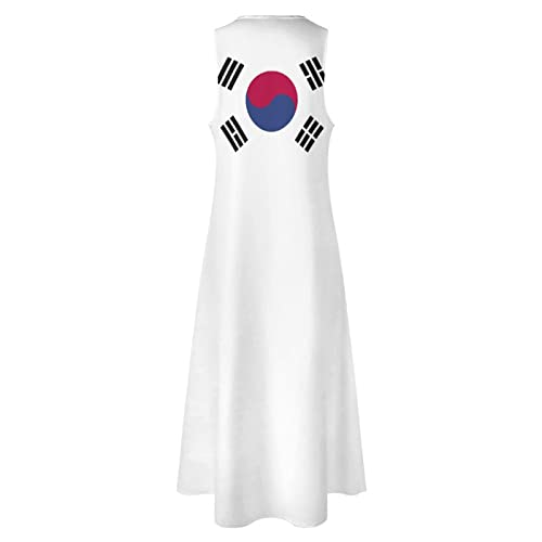 Image of TAIZIYEAH Long Dress Elegant Casual Long Dress Korean Flag Girls Summer Sunshine Beach Skirts for Womens S