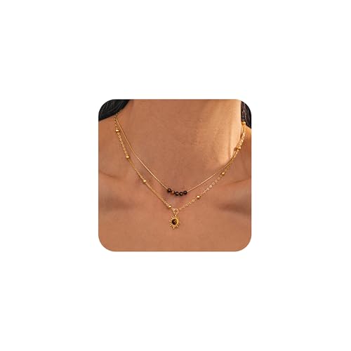 Gold Layered Necklace for Women-Dainty Pendant Charm Necklaces Gold Choker Jewelry Gifts Outfit Women