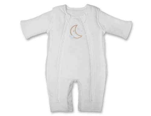 Image of Baby Brezza 2-in-1 Double Zipper Baby Sleepsuit - Unique Swaddle Transition Sleepsuit - Breathable with Mesh Panels - Converts from Sleepsuit to Sleep Vest, 3-6 Months, Cream