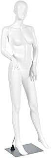 COSTWAY 177cm Female Mannequin Full Body Manikin, Arms and Head 360 Degree Rotatable Female Display Dummy Model with Metal Base for Show-window Exhibition Dressmaker Shop (Hand on the Waist with Face)