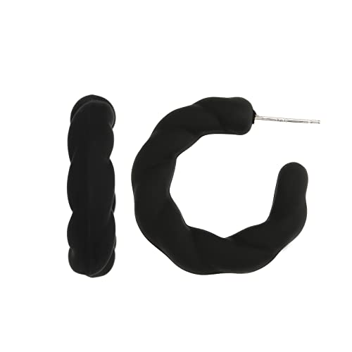 Twisted Rope Round Hoop Earrings, Lightweight C Shape Candy Earrings for Women