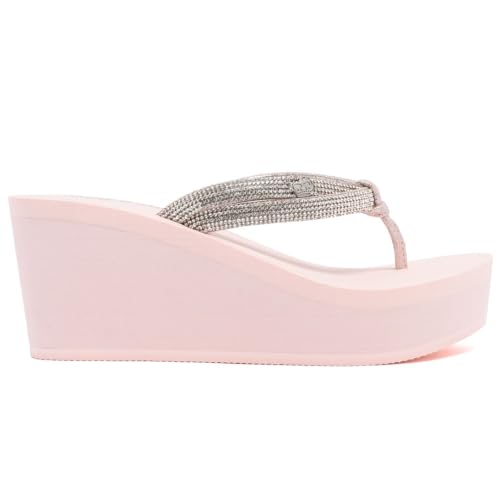 Image of Juicy Couture Women's Wedge Platform Flip Flops, Fashion Beach Sandals with Soft Footbed and Thong Style