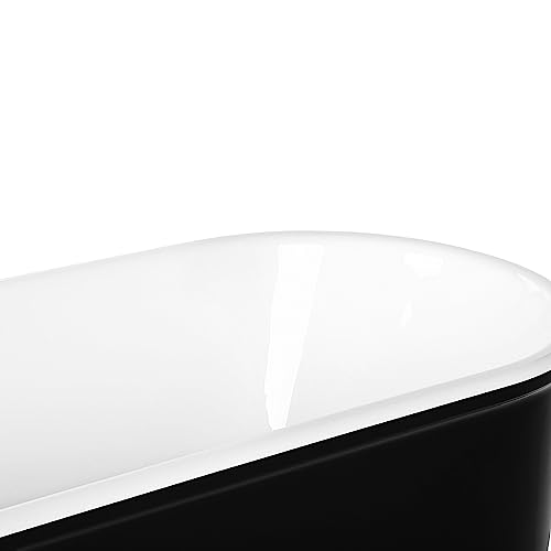 Moderne Acryl Badewanne oval freistehend schwarz mit Überlauf 170 x 80 cm Pinel