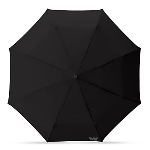 Weatherman Travel Umbrella - Windproof Compact Umbrella - Strong And Resists Up To 45 Mph Winds And Heavy Rain - Great Mini Umbrella For Backpack (Black) #TOP3