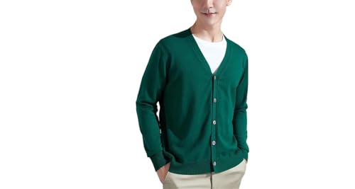 Men's Long Sleeve Cardigan Outerwear V-Neck Solid Color Warm Sweaters - Main Image