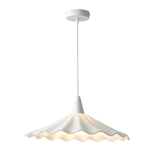 YXTSIMV 11.8' White Wavy Ceramic Pendant Light Shade,Vintage E26 Metal Loft Bar Ceiling Hanging...