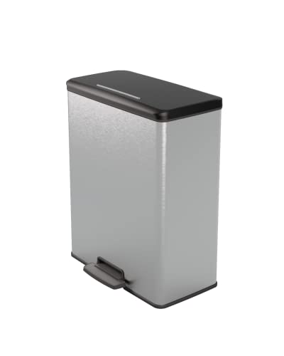 CURVER | Rectangular Pedal Bin – 65 litres – Recycled Plastic for Kitchen – 48.5 x 28.5 x 61.5 cm – Metal Look